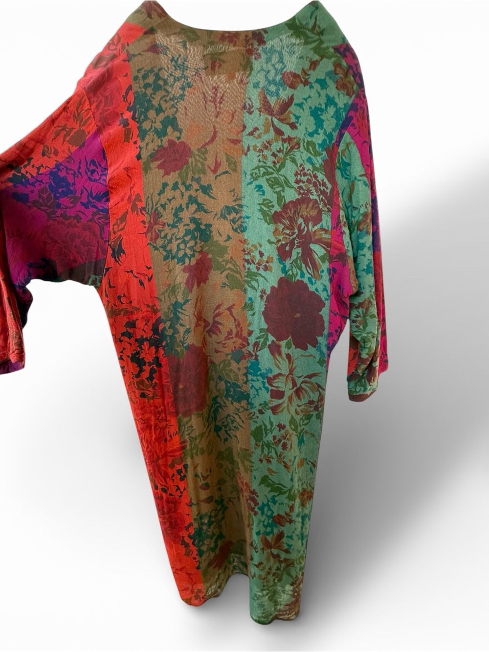 Vintage jacket kimono cardigan colorful fits XS S teal orange fuschia washed